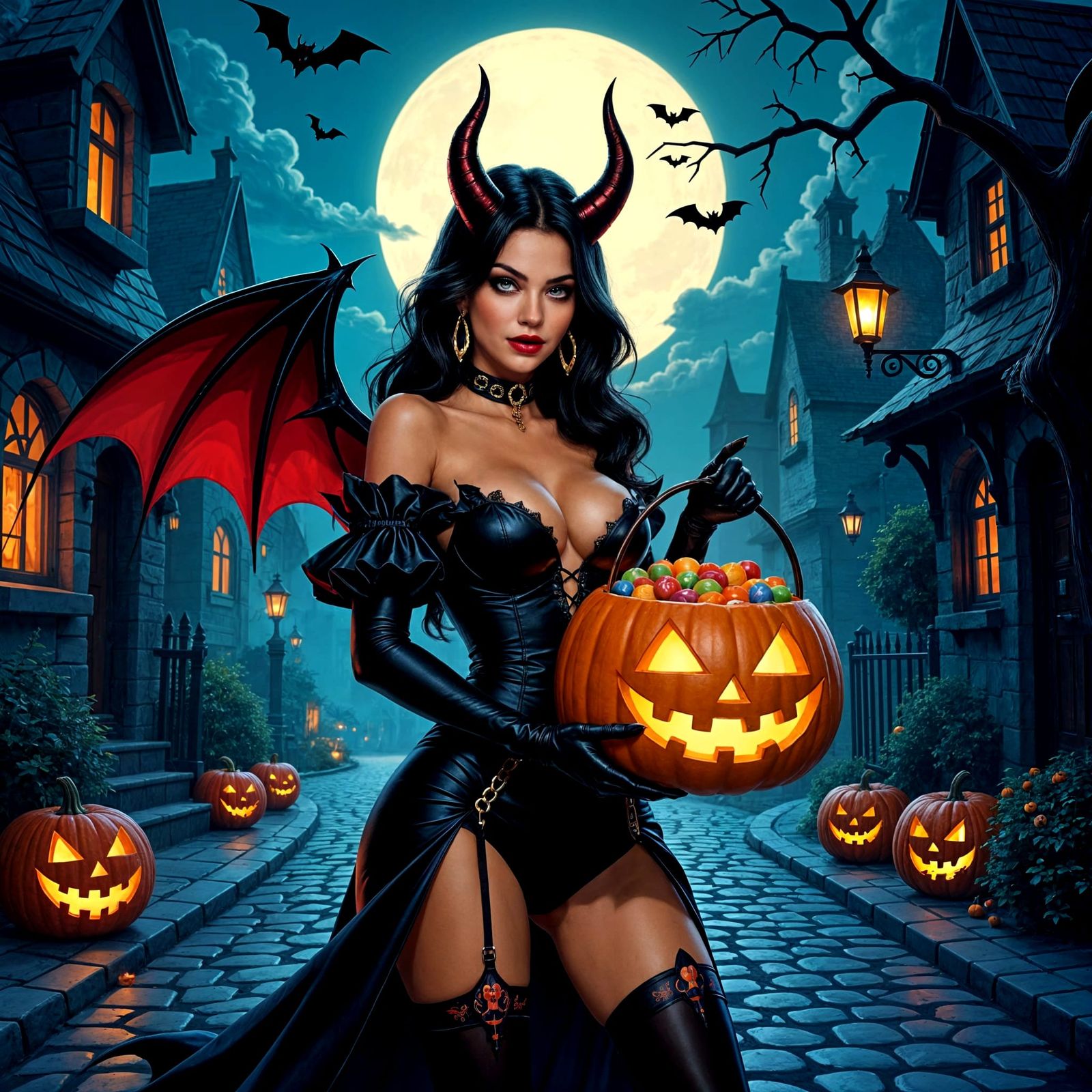 She Devil Offers Candy for Halloween