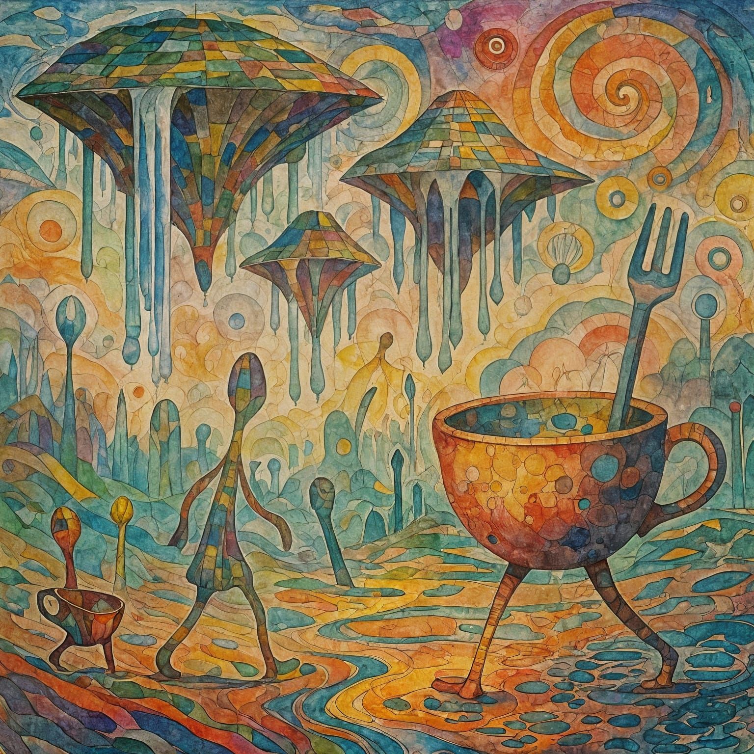 Surreal Futuristic Landscape with Inverted Gravity