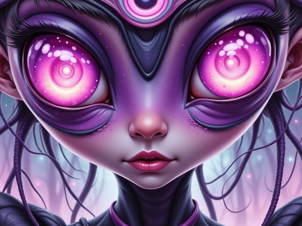 Whimsical Alien in Japanese Surrealist Dreamscapes