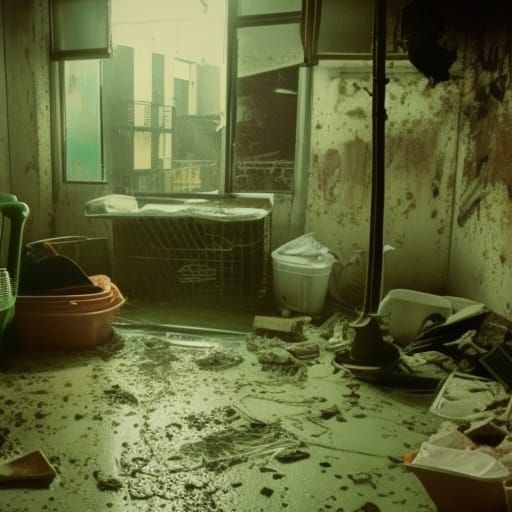 Toxic sludge apartment with toxic sludge walls& toxic sludge windows& toxic sludge furniture& toxic sludge tables& toxic...