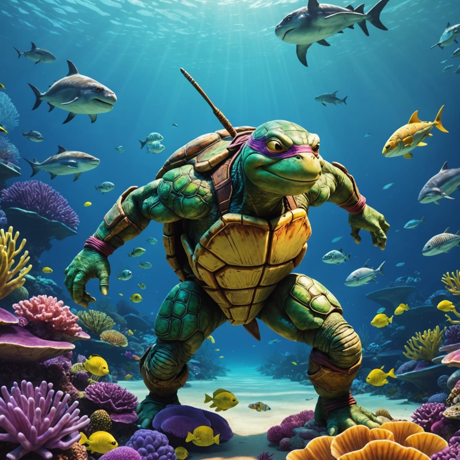 Ninja Turtle Reef Patrol: Pixar-Style 3D Art