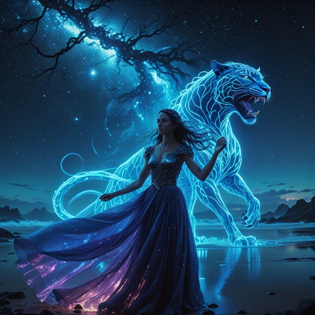 Ethereal Dream Goddess and Astral Panther Unite in Cosmic Ha...