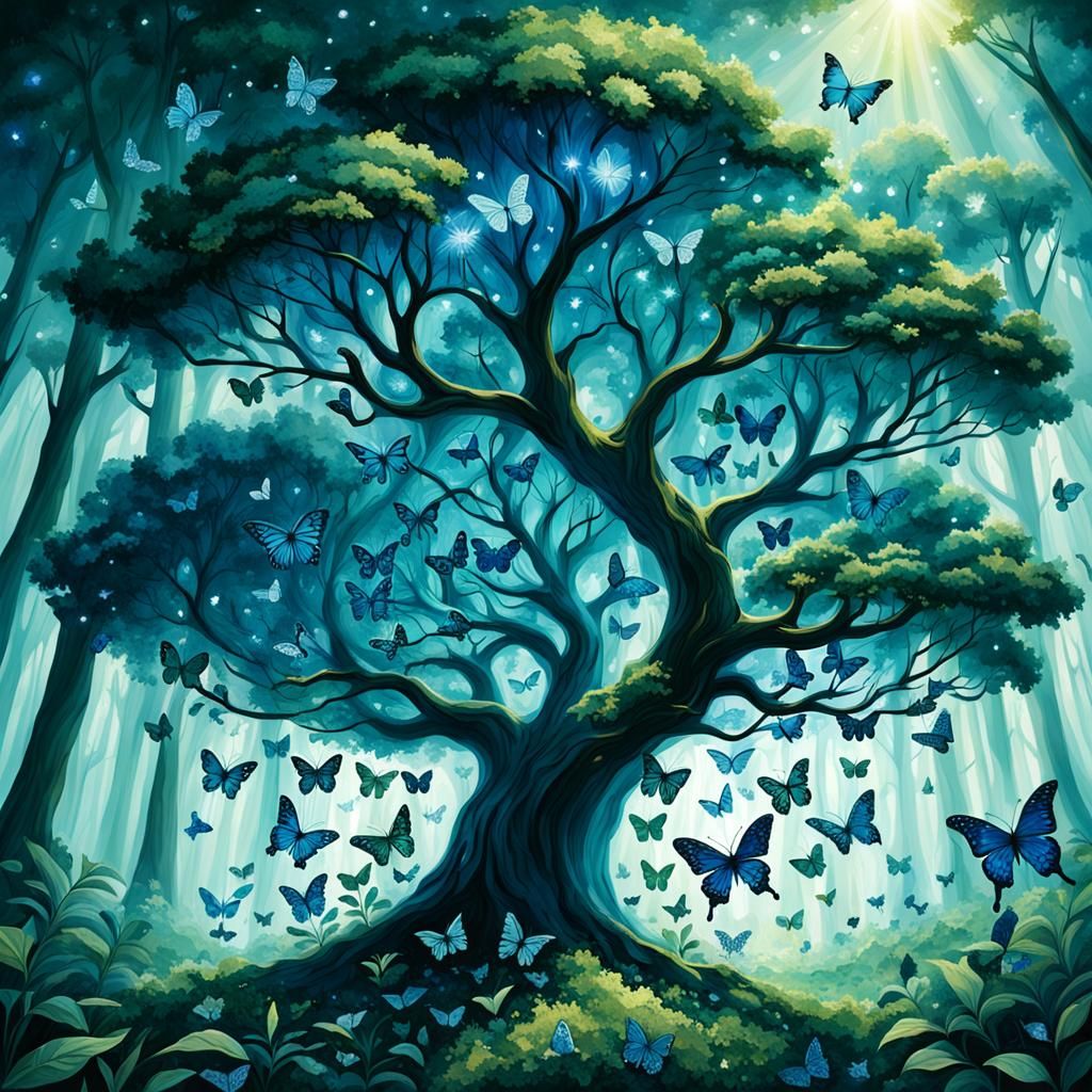 Butterflies Journey to the Diamond Tree of Life