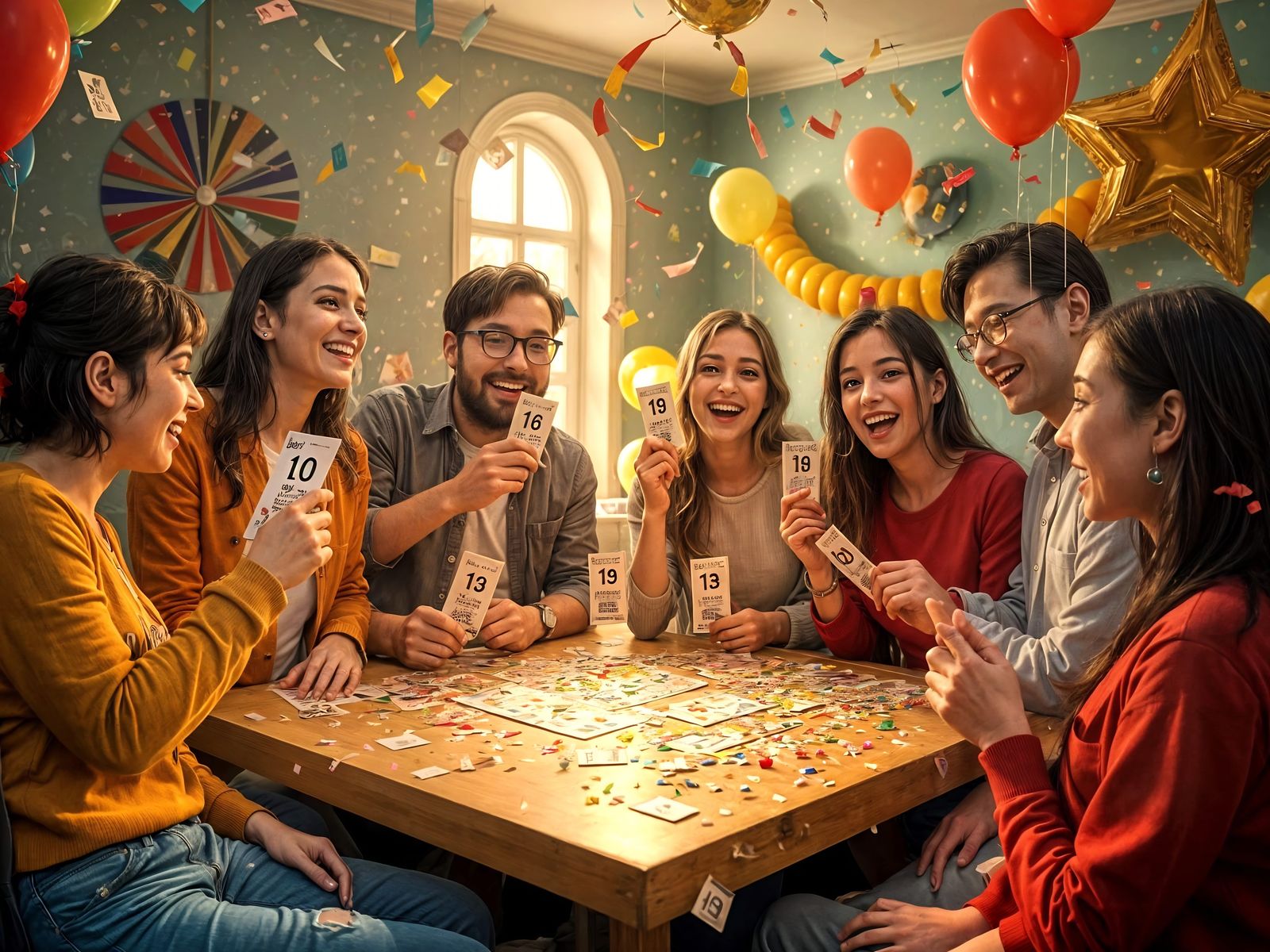 Friends Celebrate Loto Win with Joyful Chaos