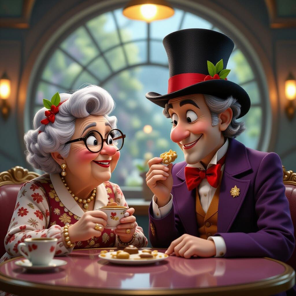 Grandma Meets Willy Wonka in Chocolate Factory