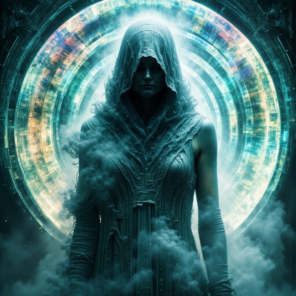 <lora:Abstract Reality:1.0> Double Exposure of a Portal & a ...