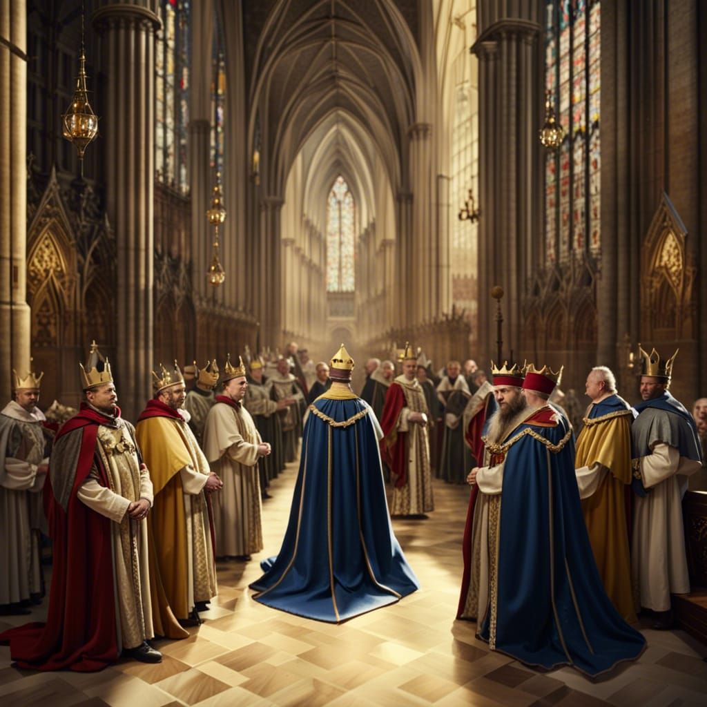 Medieval Royal Coronation Ceremony in Cathedral