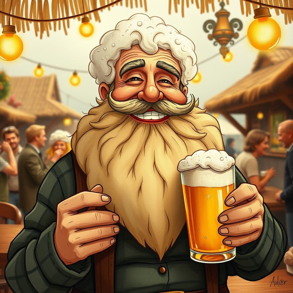 Beer Beard Man in German Beer Garden