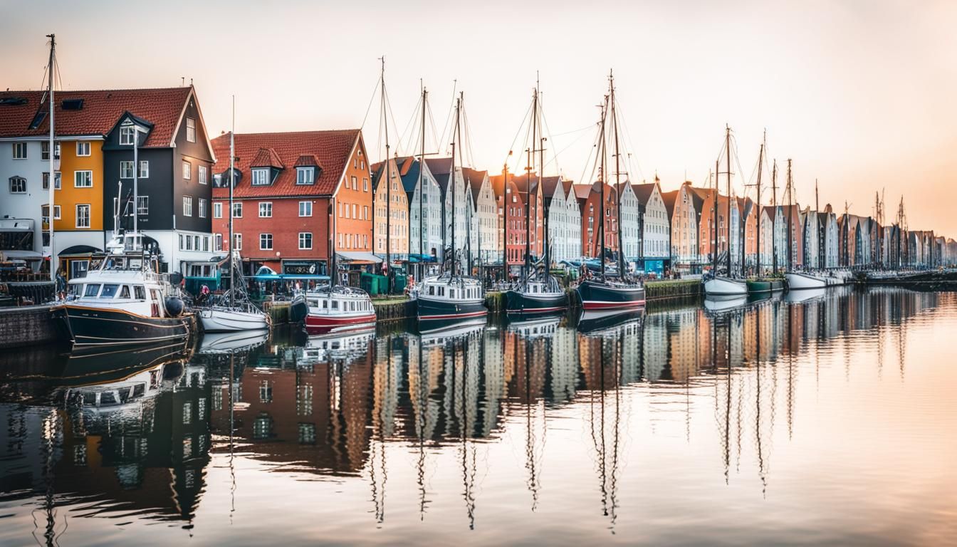 Colorful Houses on Water, Groningen, Netherlands