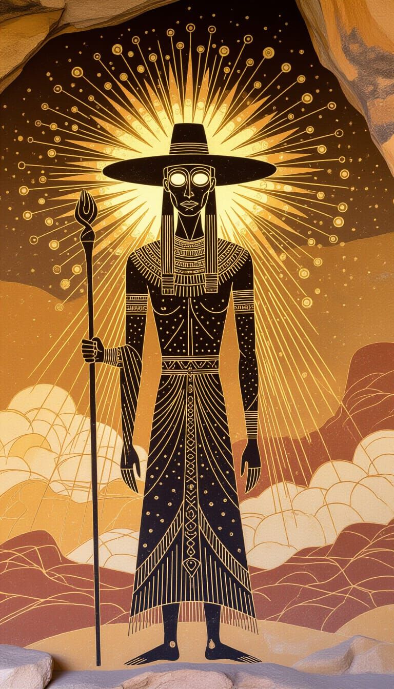 Ancient Petroglyph of Mystical Figure