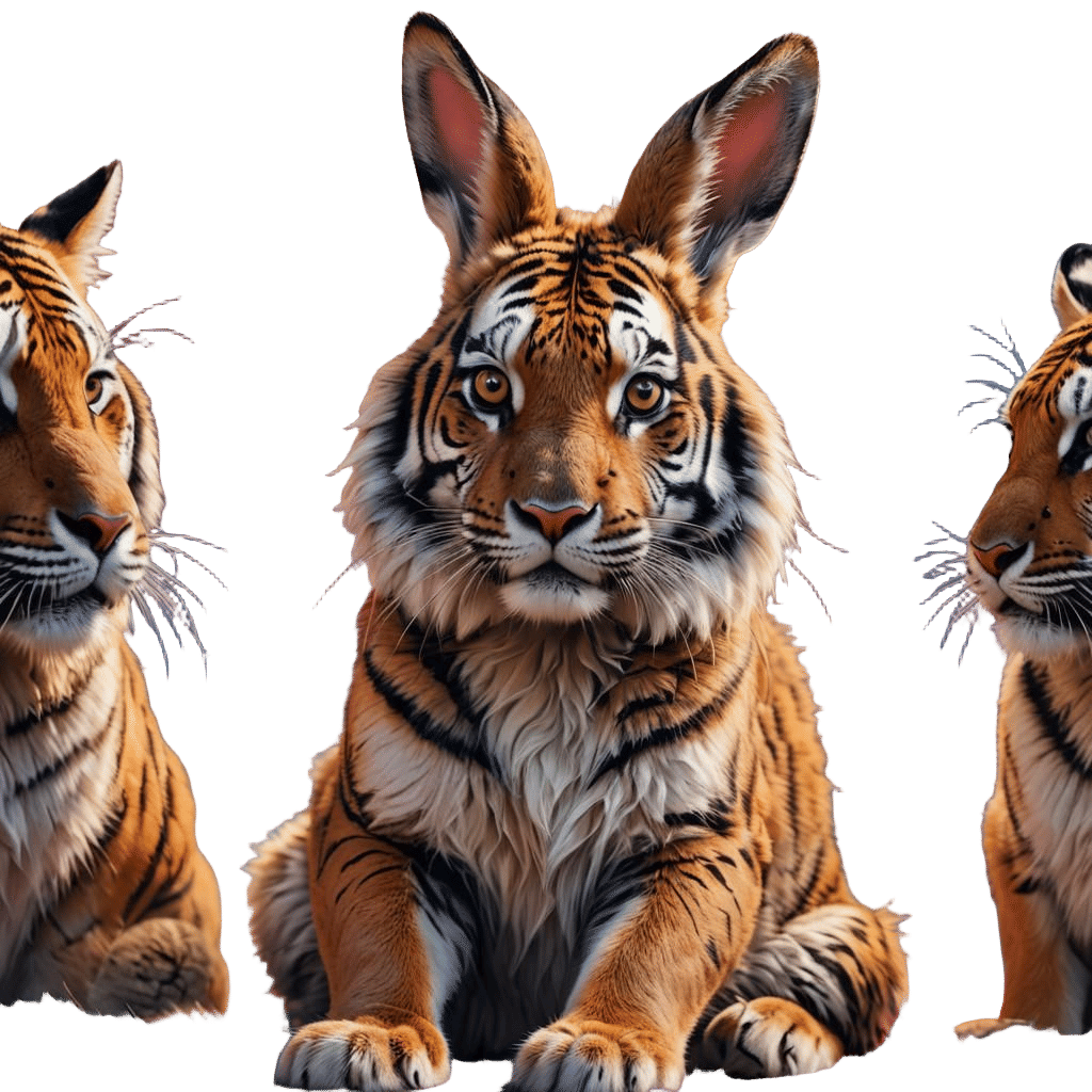 Tiger Furred Rabbit: Hyperrealistic Concept Art