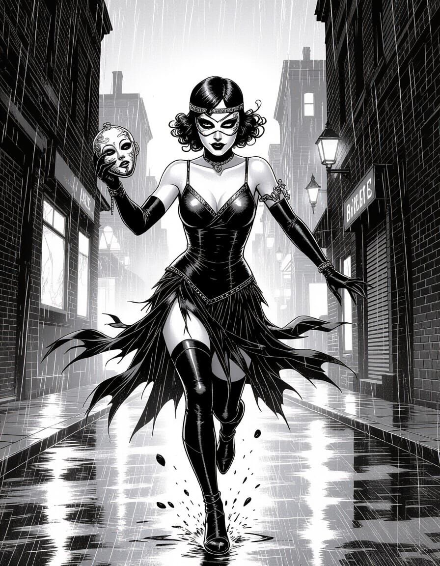 Comic Cover Art: Anti-Heroine's Desperate Escape in Stark Bl...