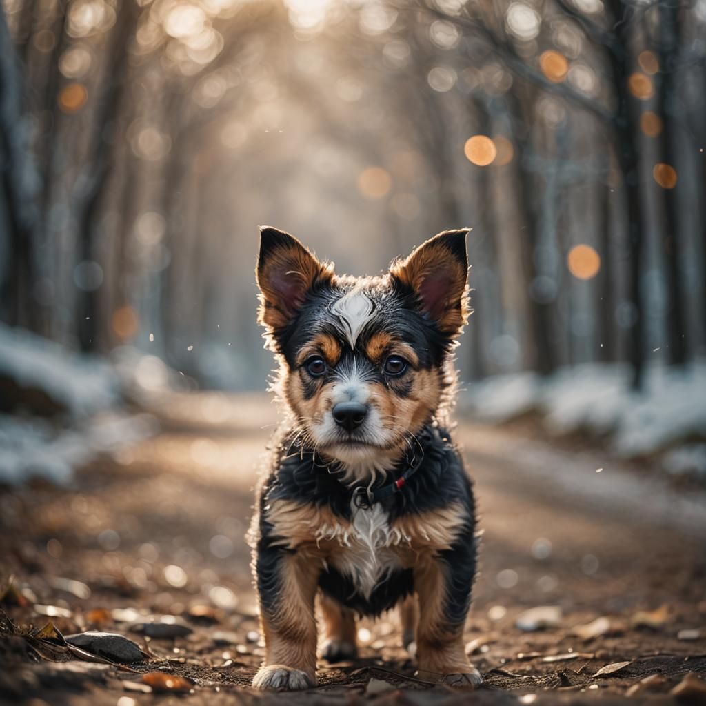 Cute Puppy Chasing Tail: Hyperrealistic Photography
