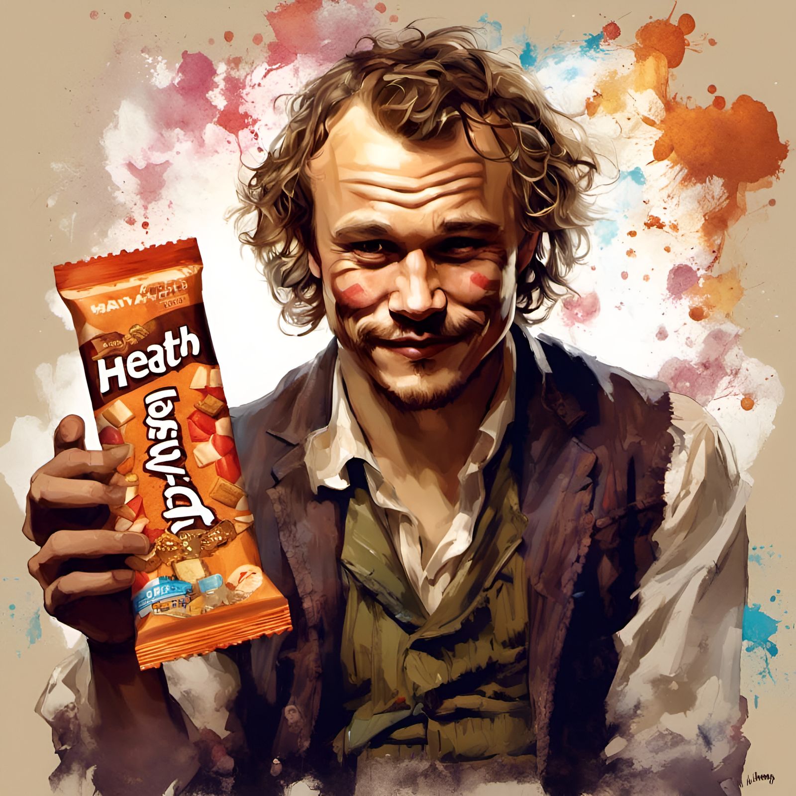 Heath Ledger Portrait with Candy Bar