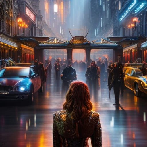 Steampunk Girl Dancing in the Rain