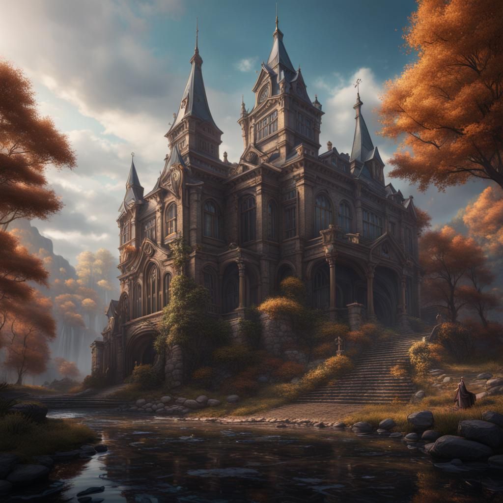 Fantastical School Matte Painting in Deep Color