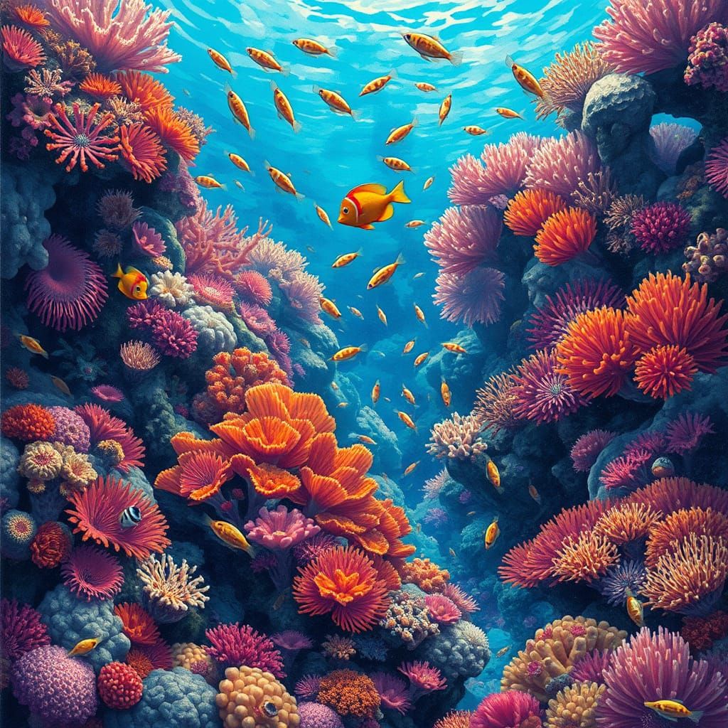 Dreamlike Coral Reef Inspired by Animated Fantasy