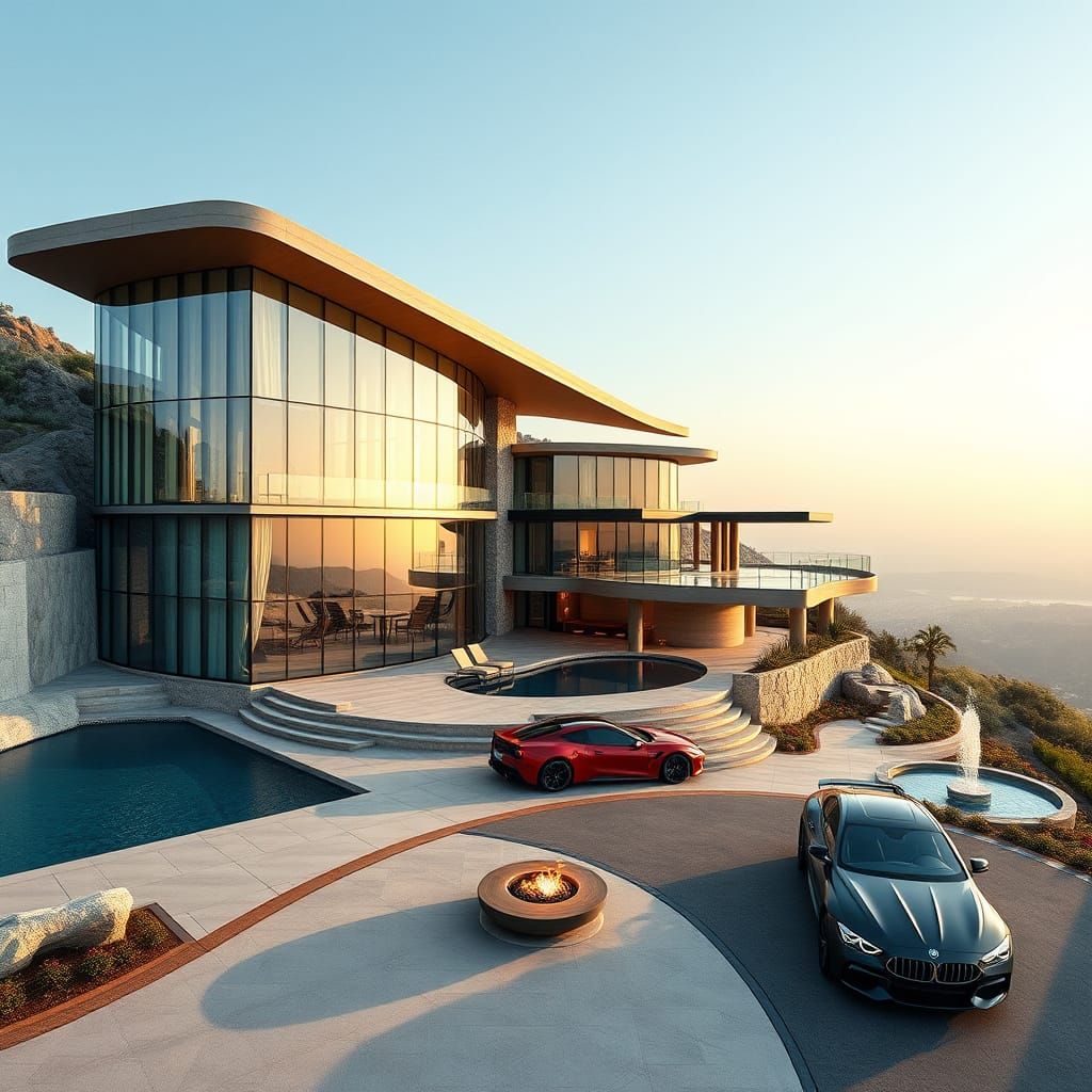 Futuristic Hilltop Villa with Infinity Pool