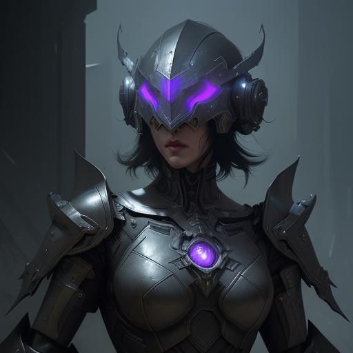 Dark Fantasy Warrior in Robotic Armor