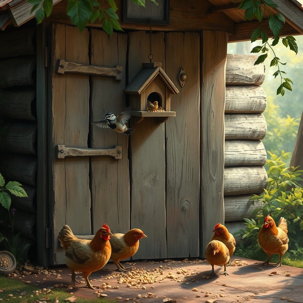 Whimsical Garden Scene in Dreamy Art Nouveau Style