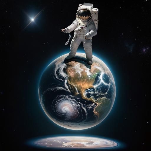 Astronaut in Surreal Space Landscape