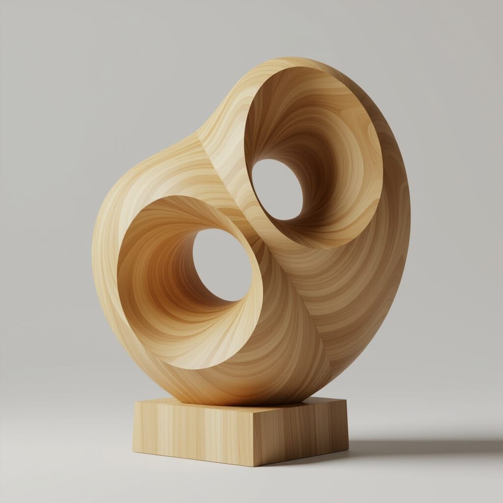 3d stand alone Wooden sculpture abstract modern