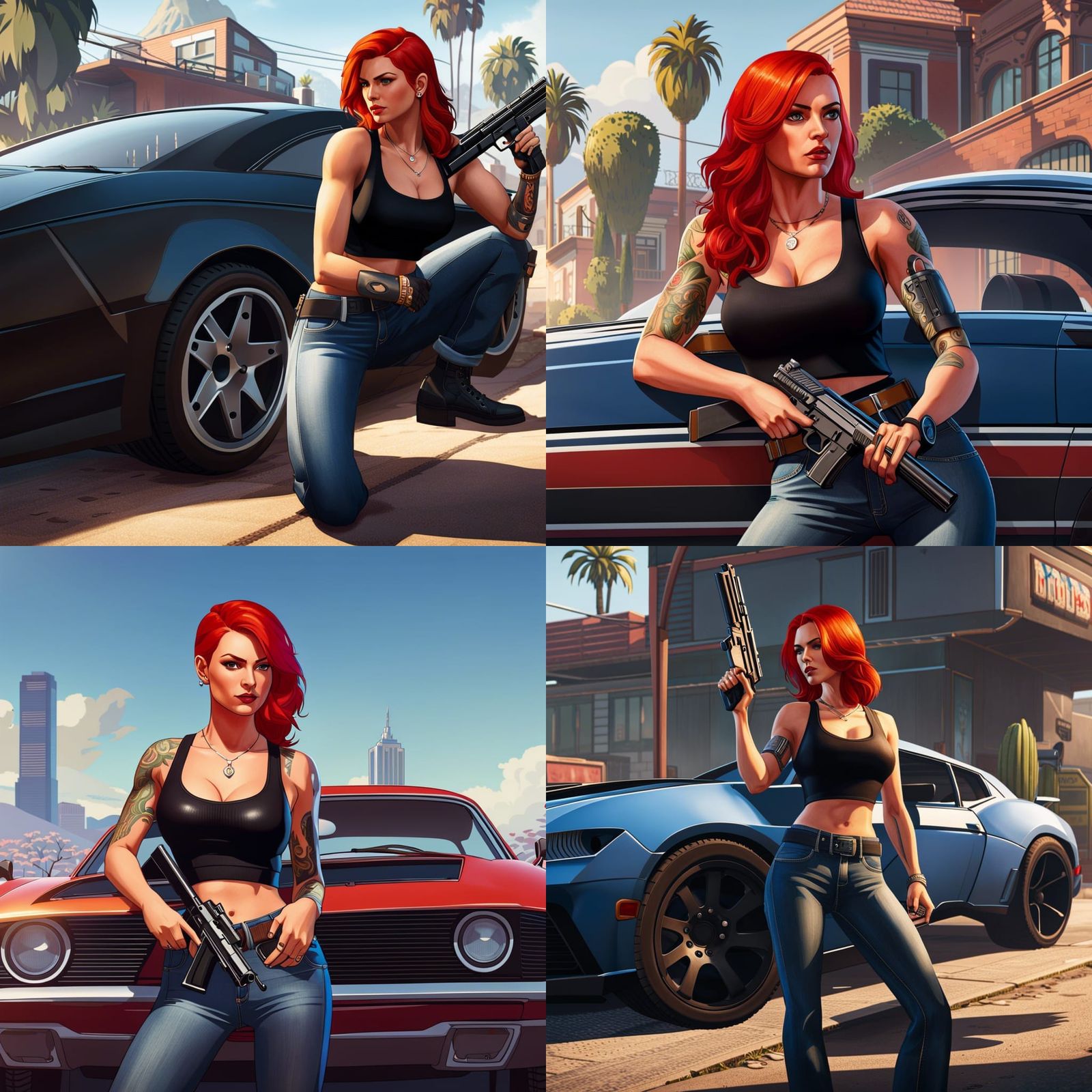 Woman with Gun in GTA 5 Style