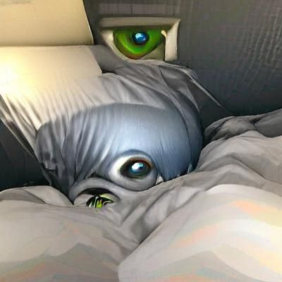 Gray alien looking closely into the eyes of a victim laying ...