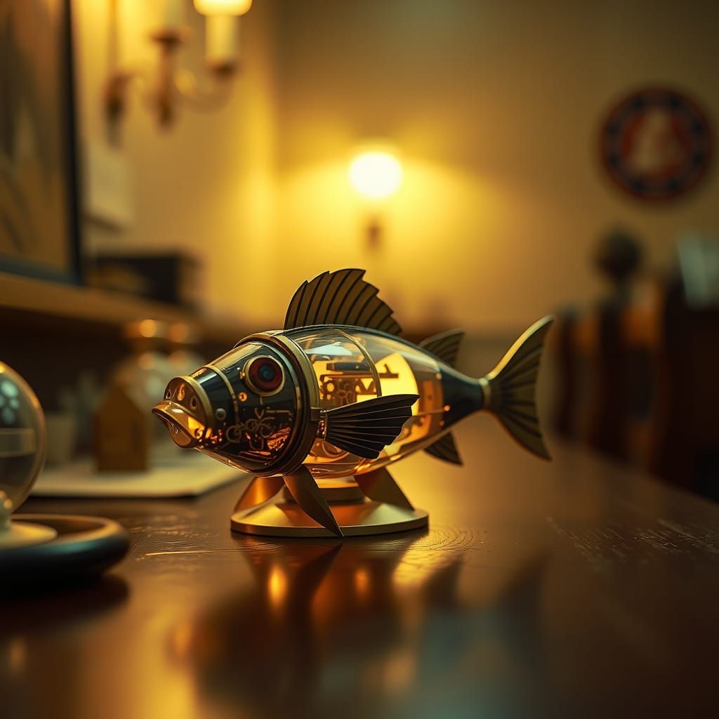 The little mechanical fish placed on the table,