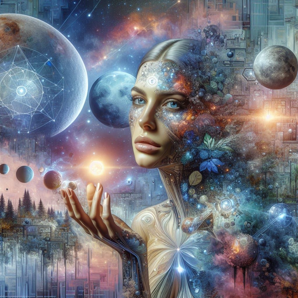 Surreal Transhumanist Goddess Unites Celestial and Terrestri...