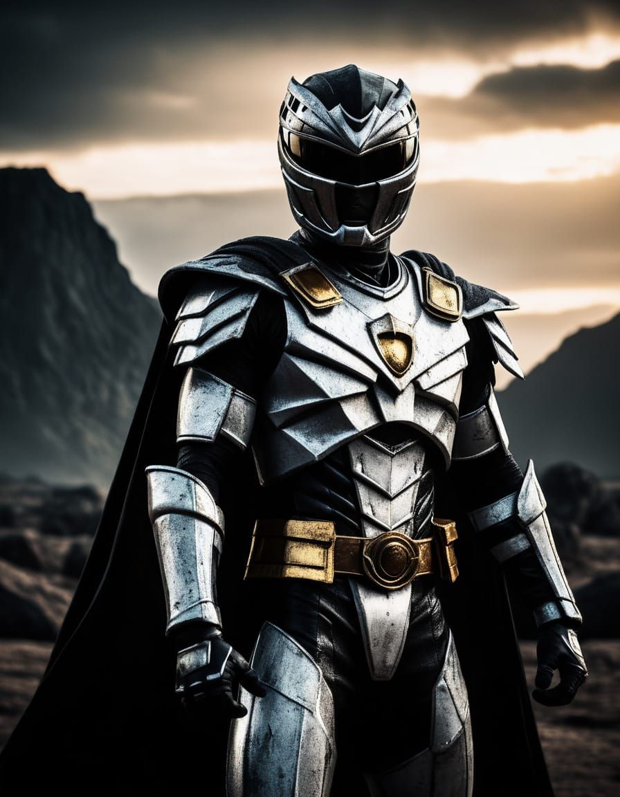 Epic Dragon Power Ranger in Cinematic Black and White Armor