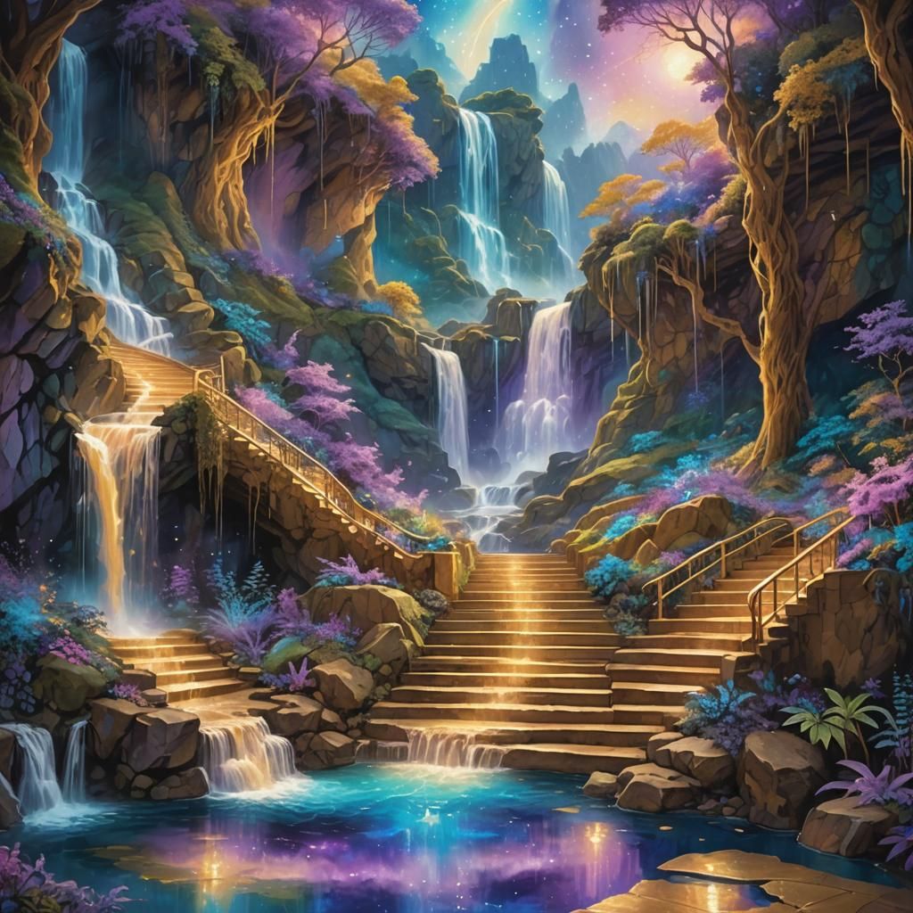 Golden Stairway to Valhalla in Astral Illustration