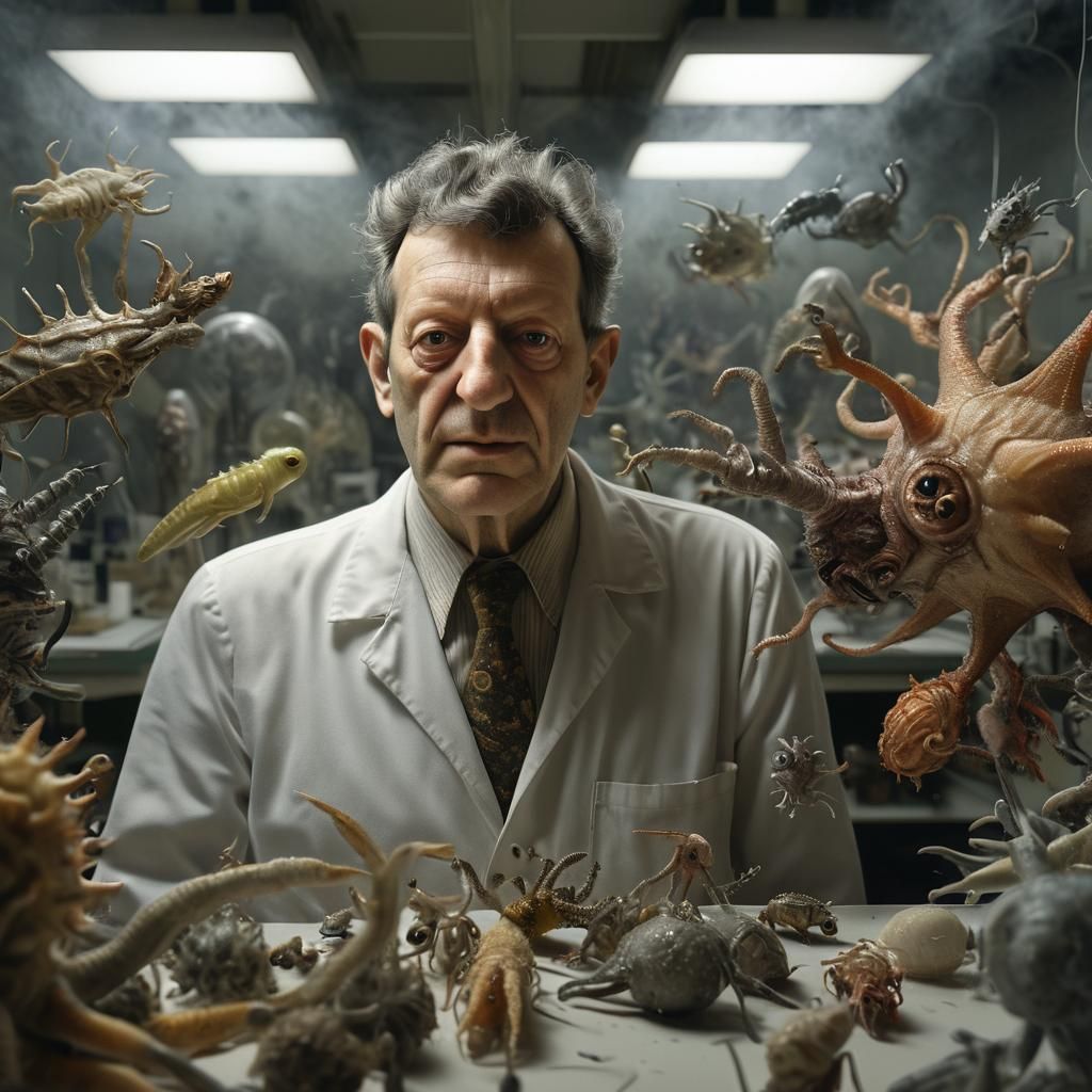 Scientist Looks like Lucian Freud and must of just won at Lotto or something...