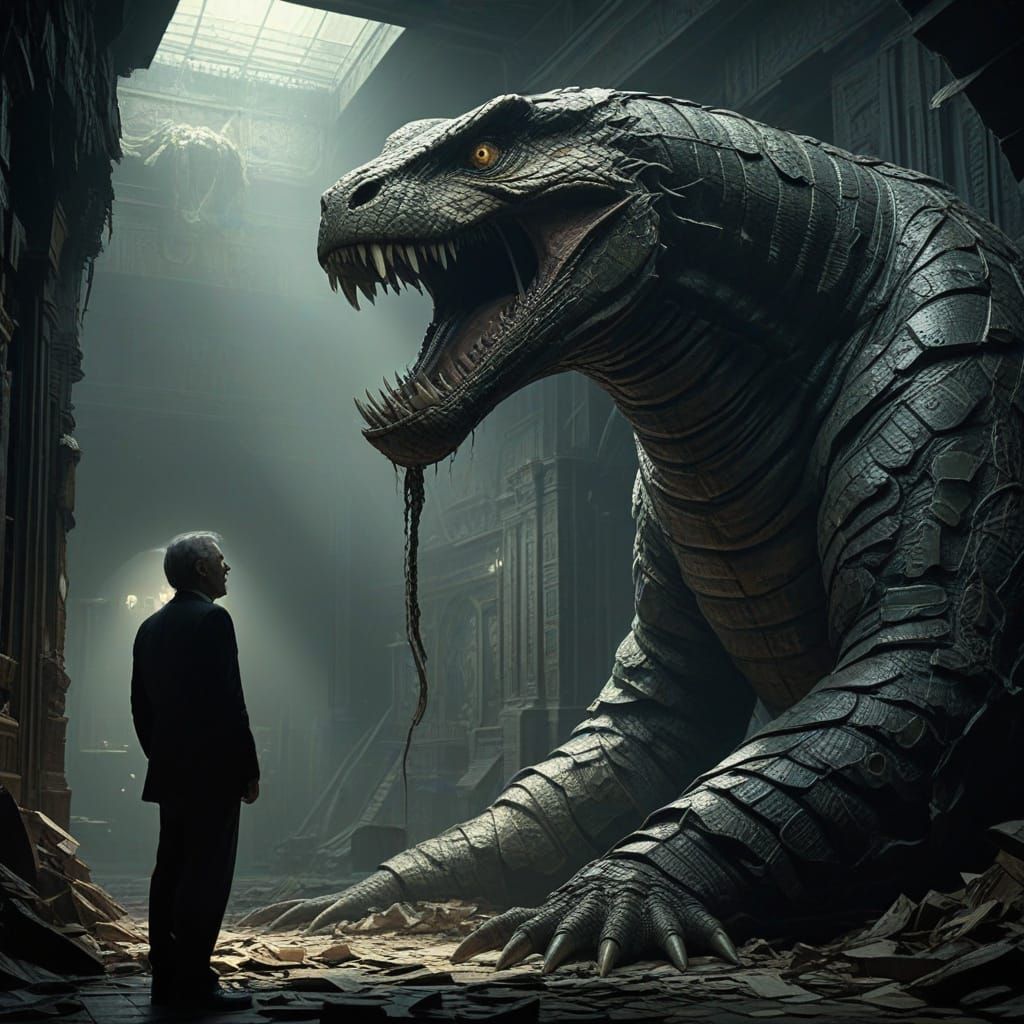 Gargantuan Snake Titanoboa Guardians Treasure in Hyper-Reali...