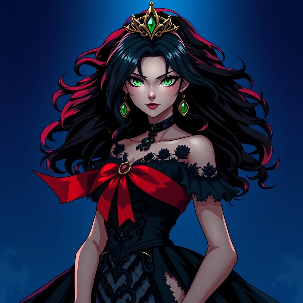 Edgy Royal Princess with Dark Ball Gown