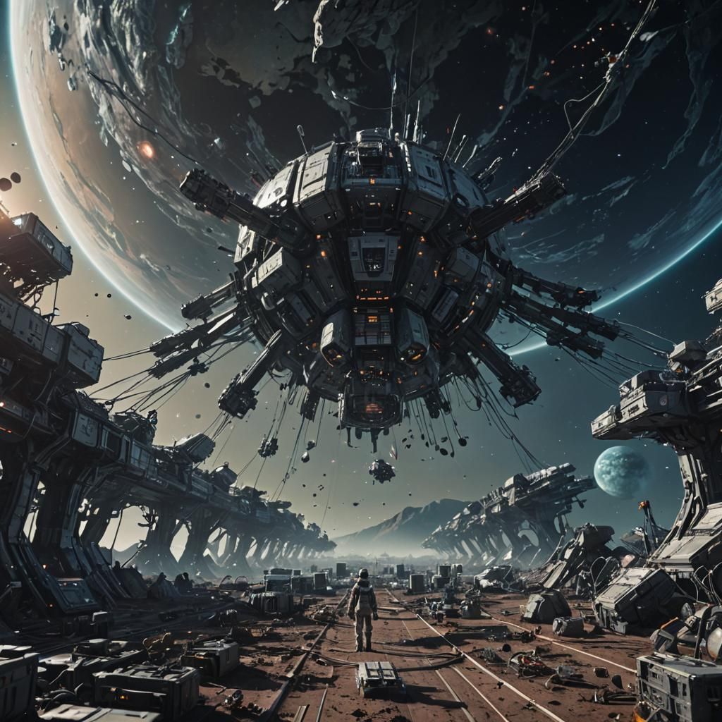 Hyperdetailed Spacestation Above Dead Planet: Cinematic Anim...