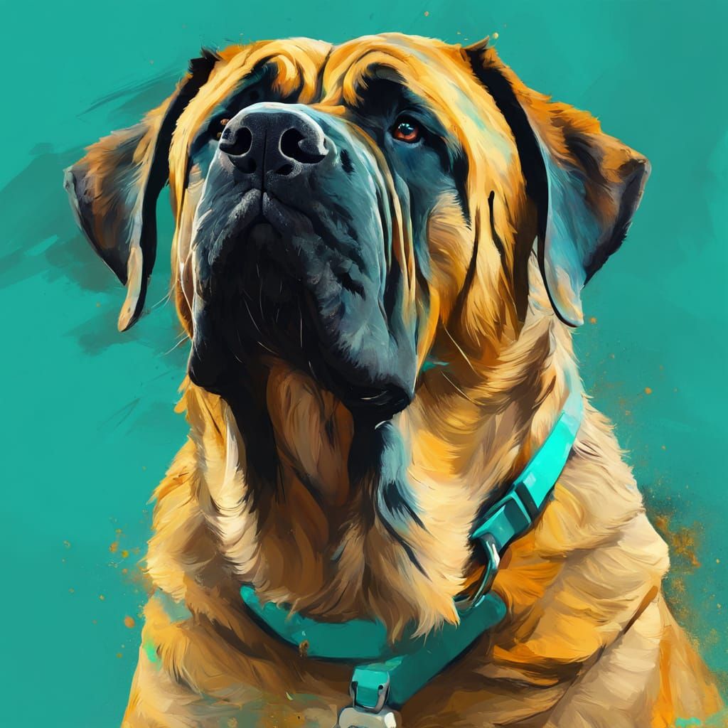 Brindle Mastiff Portrait in Cel-Shaded Style