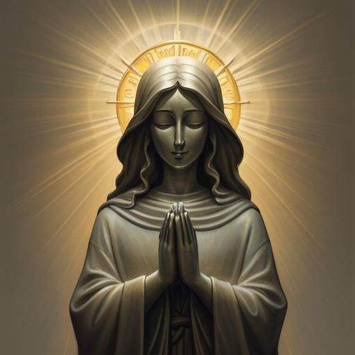 Massive Figure in Prayer with Jesus, Surrealist Painting