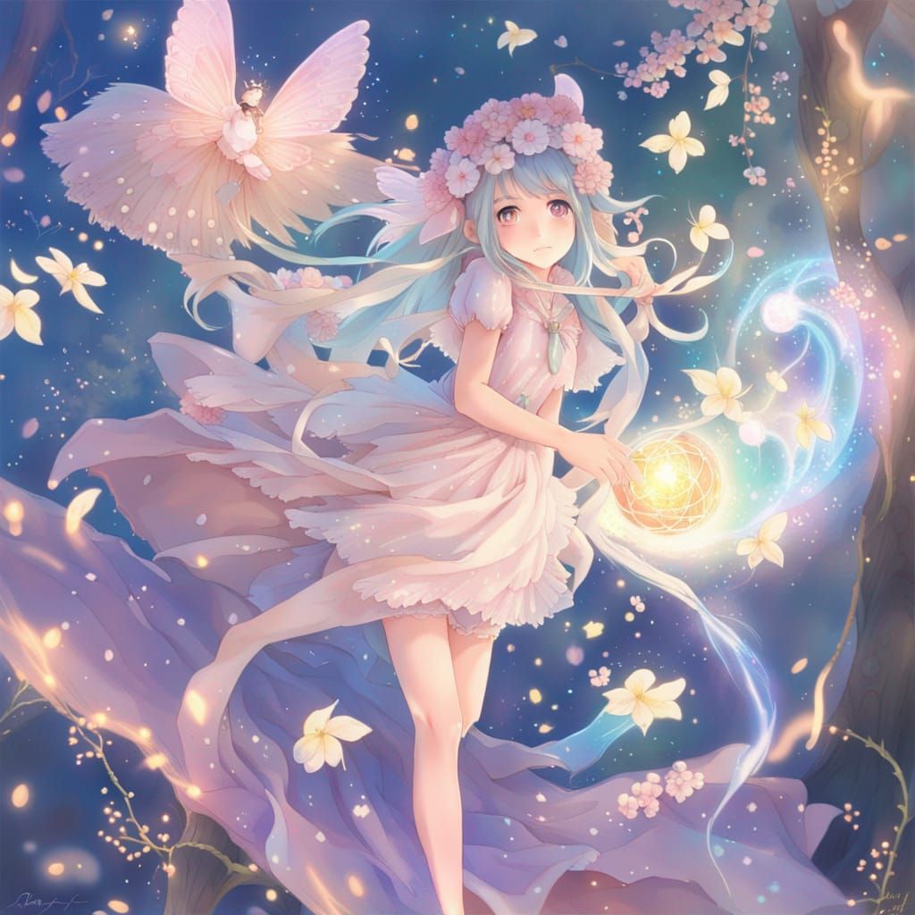 Anime Fairy in Ghibli-Inspired Fairycore Style