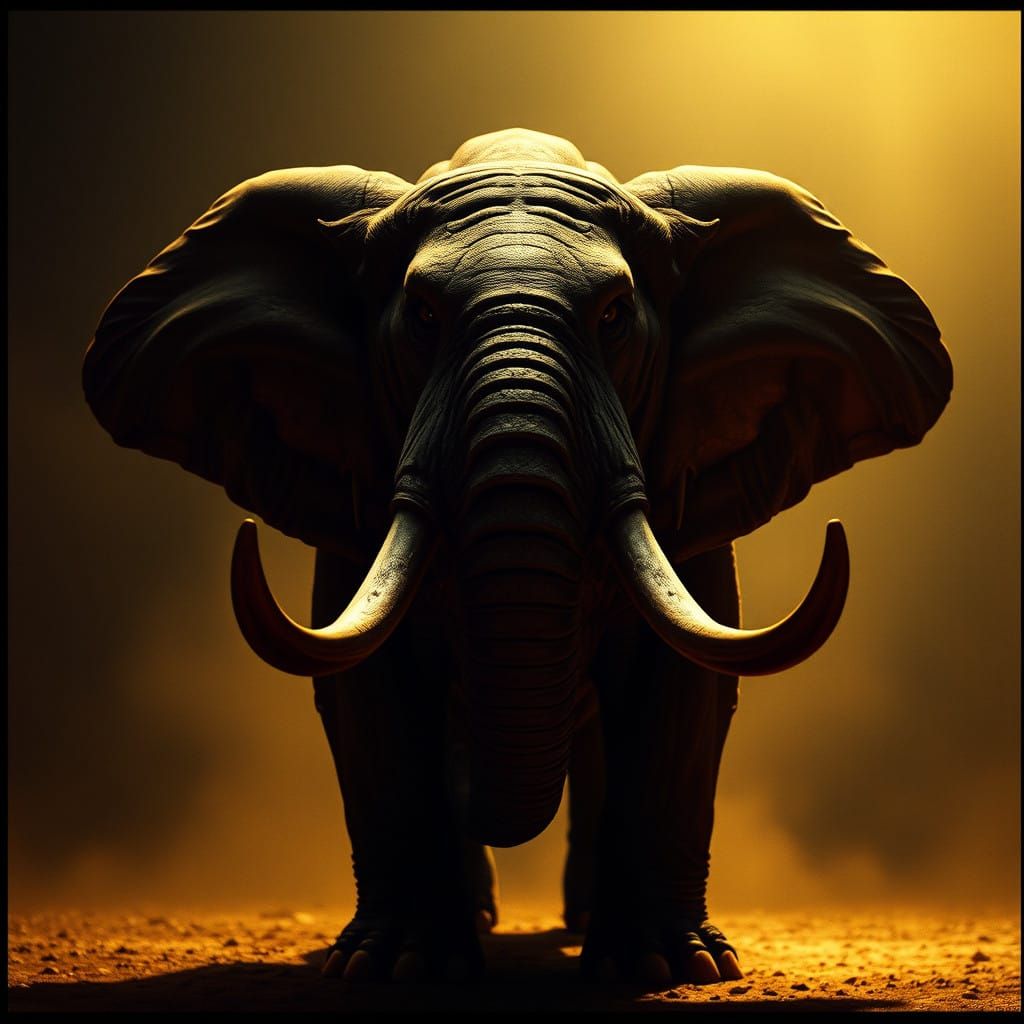 Imposing Tiger-Elephant Hybrid Stands in Defiant Pose