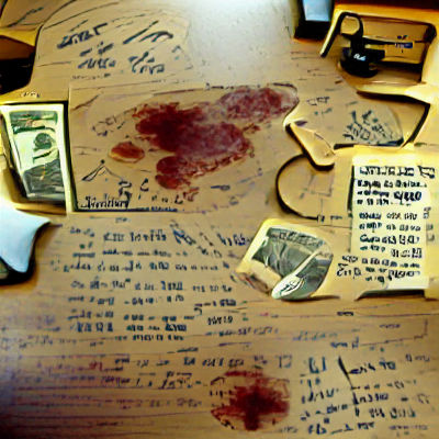Detective's Desk with Crime Scene Evidence