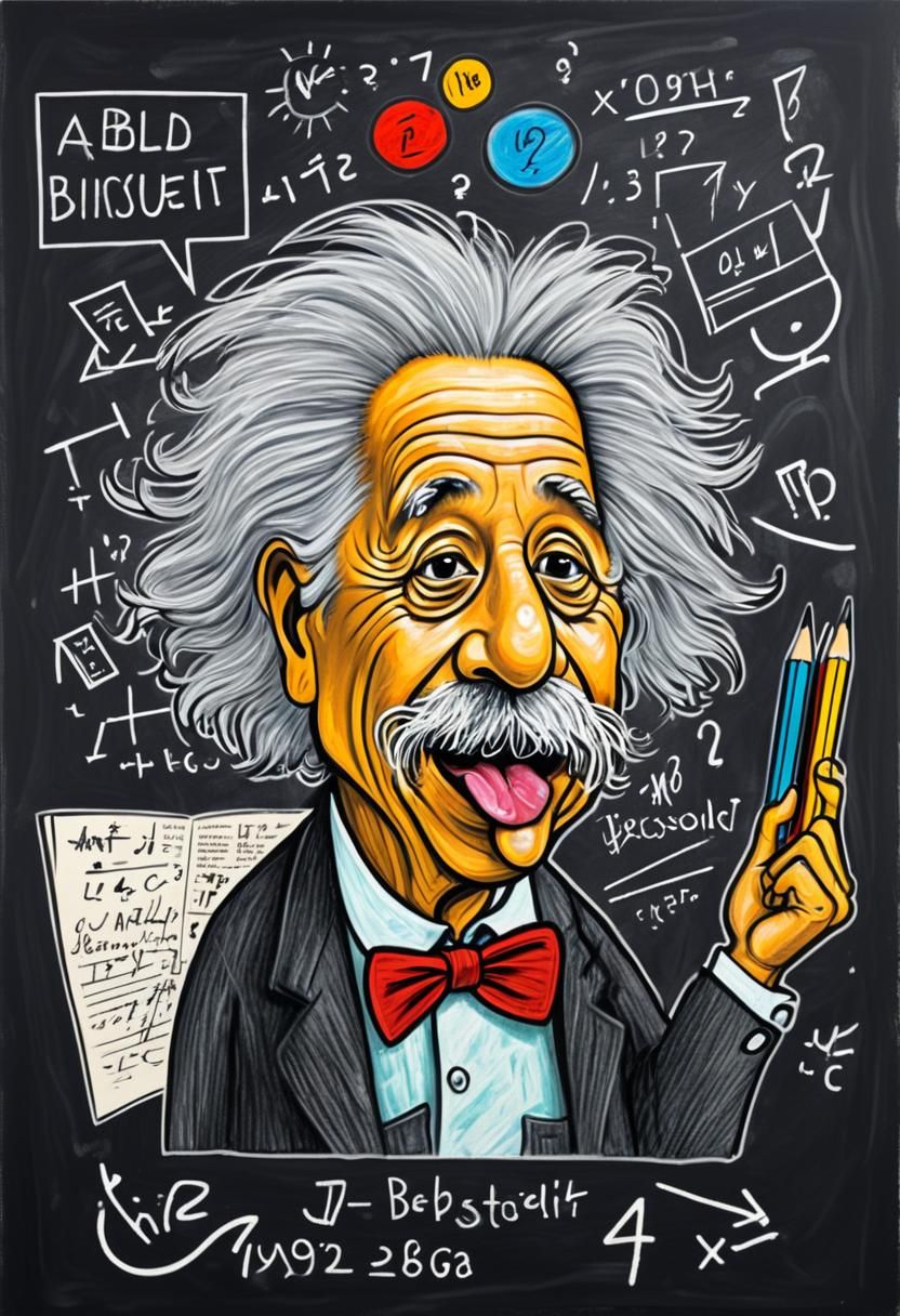 Gischbl's Karikatur von Einstein durch die KI Mühle gedreht