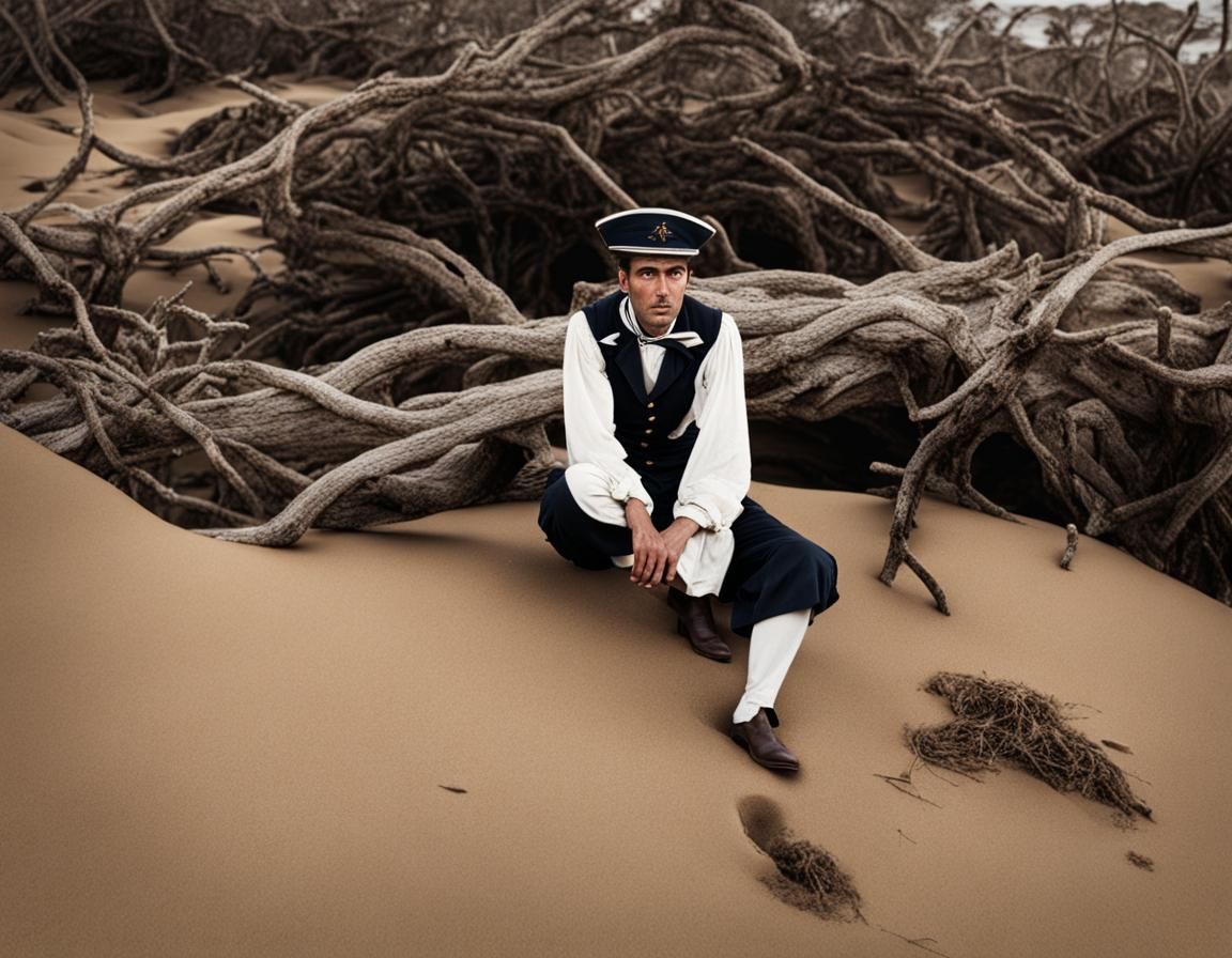 Victorian Sailor Stranded on Desert Island