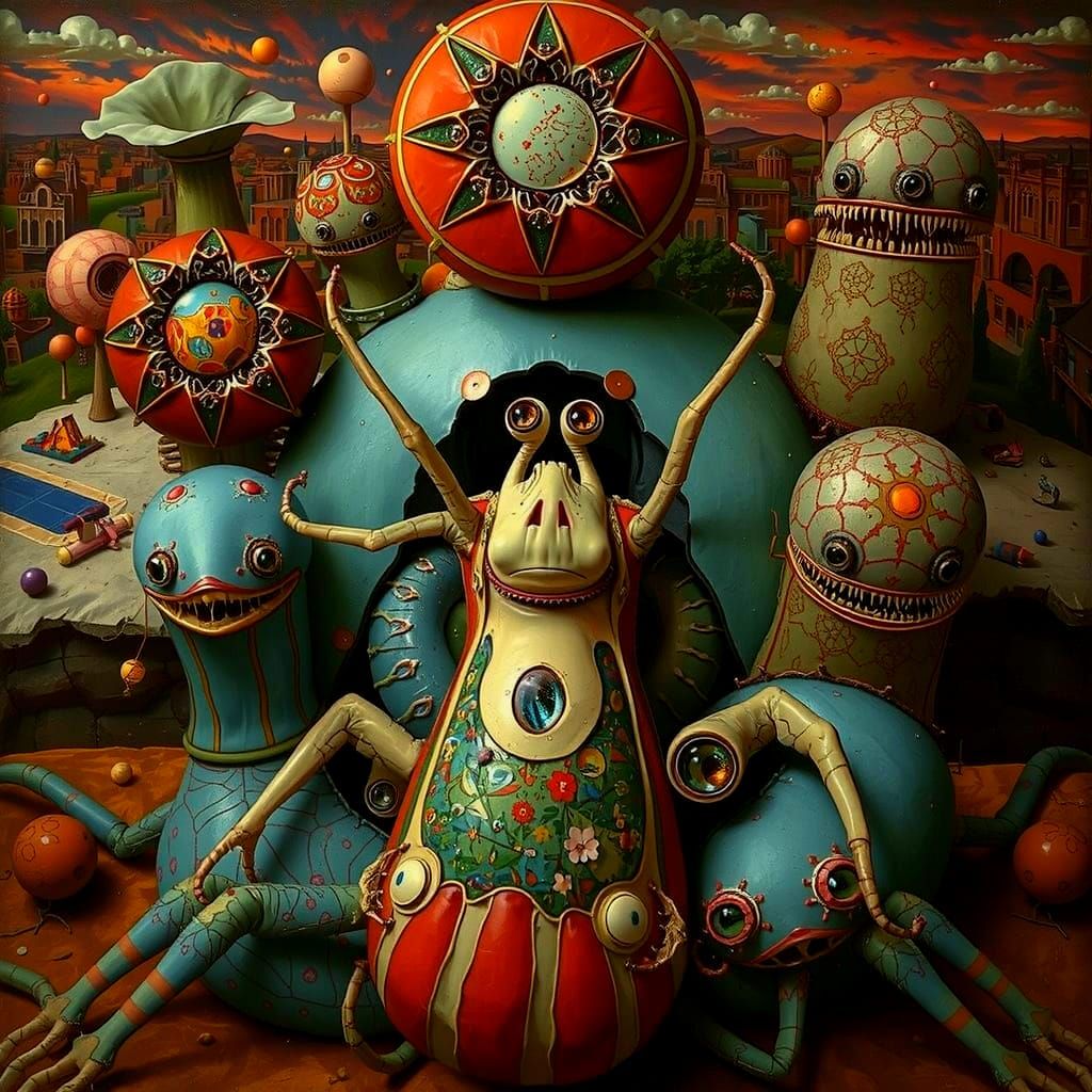 Vibrant Ecosystem of Bizarre Creatures and Flora in Hyperrea...