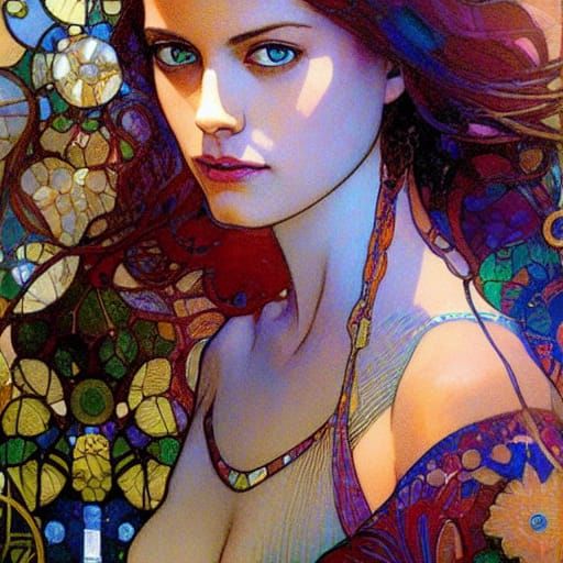 Beautiful Businesswoman Portrait in Pointillist Style