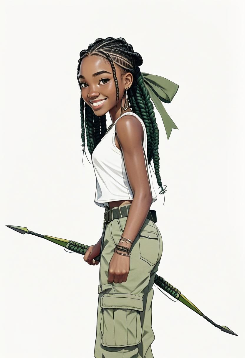 Cartoon Portrait of a Fierce Teenage Archer