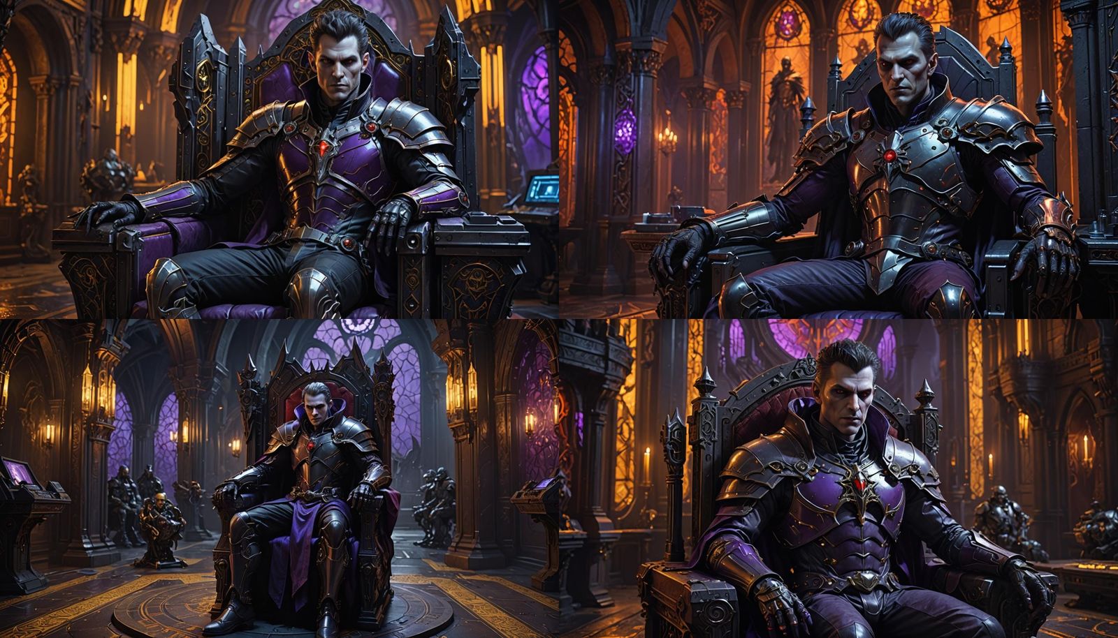 Cyborg Vampire in Throne Room: Dark Fantasy Art