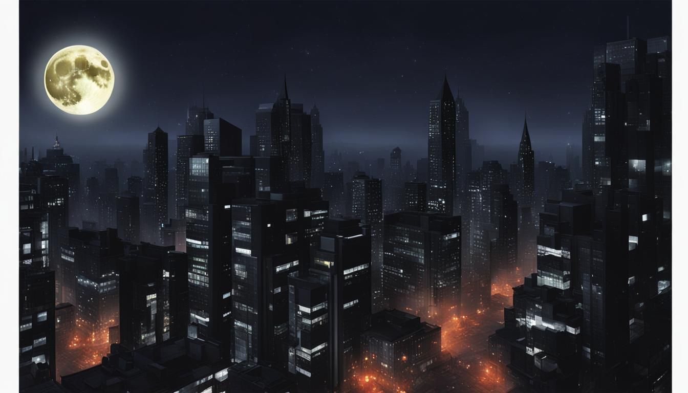 Vampire in City Under Full Moon Night