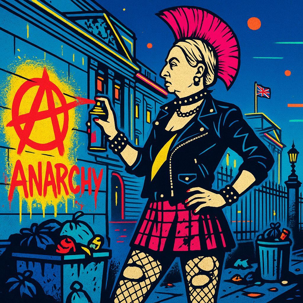 Punk Queen Victoria Graffiti Art in Pop Style