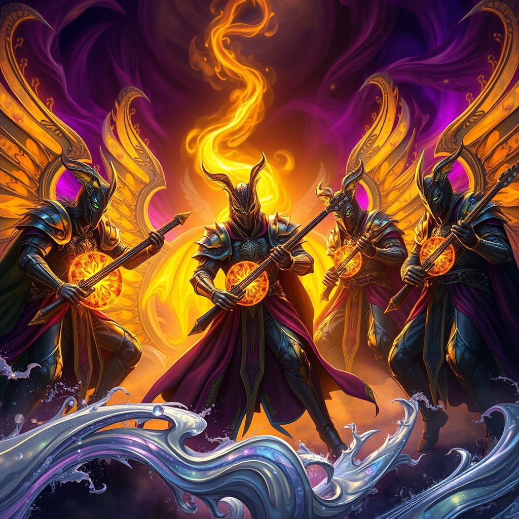 Epic Dark Fantasy Warriors in Harmony Conquer the Cosmos